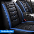 thumbnail image 5 of FANOTEK Universal Car Seat Covers 5 Seats Full Set Leather Front Rear Cushion Protector for Sedan SUV Truck Black+Blue, 5 of 16