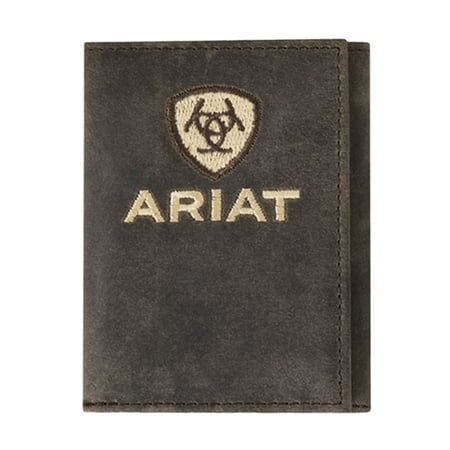 Ariat Brown Crazy Horse Embroidered Trifold Wallet A3556702