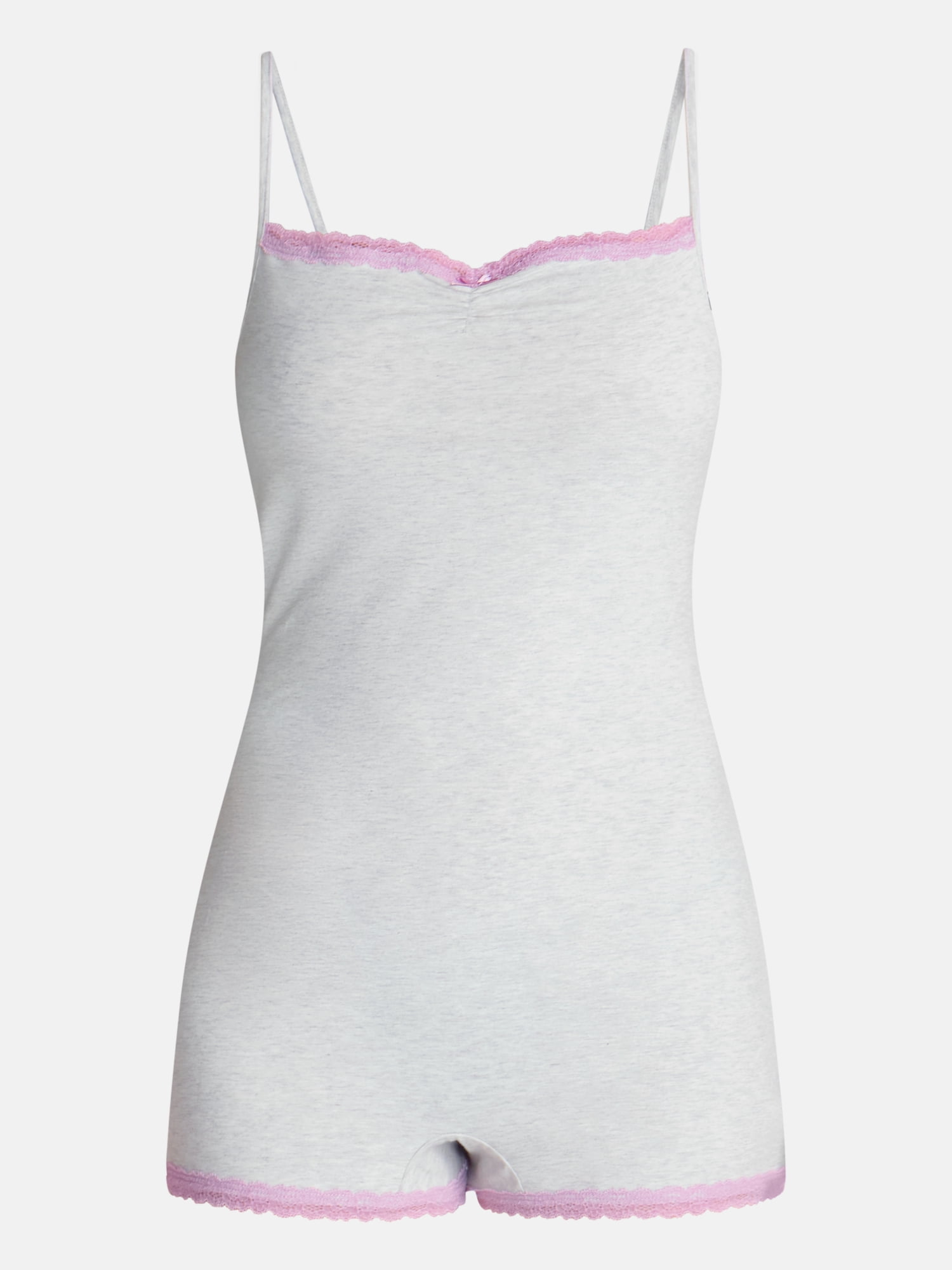 No Boundaries Cotton Blend Jersey Lace Sleep One Piece, Women’s XXS-3X