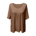 thumbnail image 6 of Otvok Womens Plus T-Shirt Summer Casual Loose Short Sleeve Solid Color Loose Pocket Tops, 6 of 6