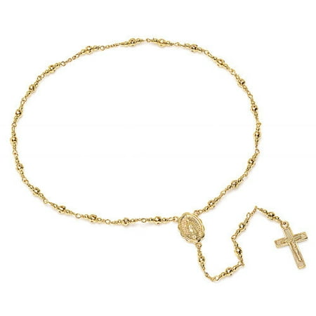 Sterling Essentials Gold Plated Bronze Cut-Out Beaded Pocket Rosary