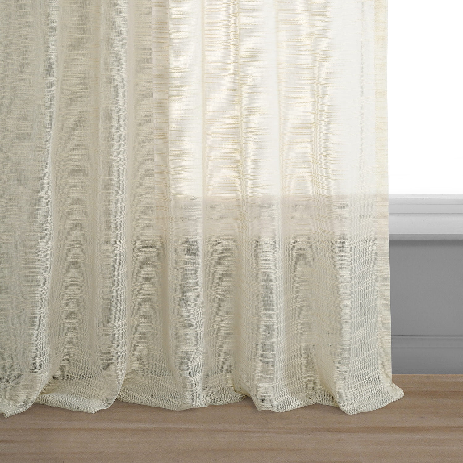Open Weave Cream Linen Sheer Curtain (1 Panel), Open Weave Cream, 50W X 108L