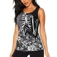 thumbnail image 1 of Balery Gothic Skull Floral Art Camiseta sin mangas estampada ligera para mujer, tops de entrenamiento sin mangas, camisetas de yoga transpirables de secado rápido.-X-Large, 1 of 7