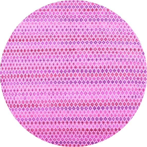 Ahgly Company Indoor Round Abstract Pink Contemporary Area Rugs, 8' Round