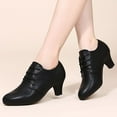 thumbnail image 2 of Women's Chunky Heel Lace Up Vintage Oxfords Pumps Almond Toe Block Mid Heels Dance Shoes Lightweight Dress Shoes Black Size 7.5, 2 of 5