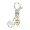 thumbnail image 2 of Delight Jewelry Goldtone Mini March - Hot Blue Crystal Heart - Silvertone Clip on Charm with Clear Crystal Drop, 2 of 4