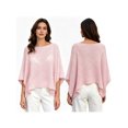 thumbnail image 2 of LMLYSoH Women's Mesh Knit Poncho Tops Fashion Solid Color Batwing Sleeve Boat Neck Cover Ups for Summer Daily Wear, 2 of 9