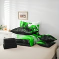thumbnail image 6 of Manfei Abstract Marble Bedding Comforter Set 7-Piece, Black Green White Full Bedding Set, Modern Watercolor Marbling Fitted Sheet Flat Sheet, Microfiber Bedroom Decor, 6 of 8