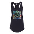thumbnail image 2 of Wild Bobby, Colorful Abstract Skull Face Streetwear Ladies Racerback Tank Top, Black, Small, 2 of 3