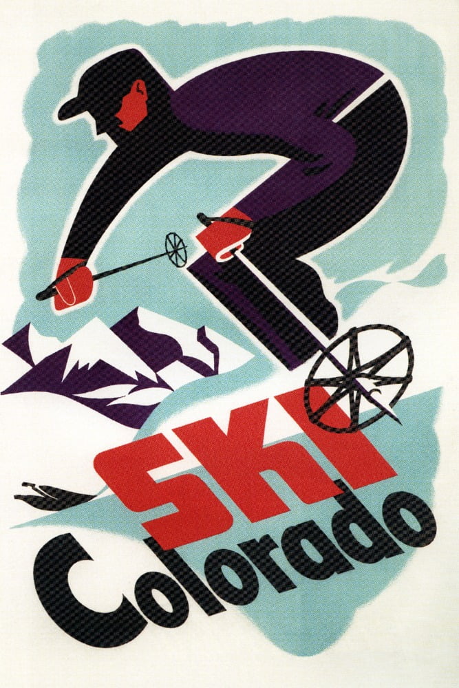Ski in Colorado, Vintage Travel Poster (12x18 Wall Art Poster, Room