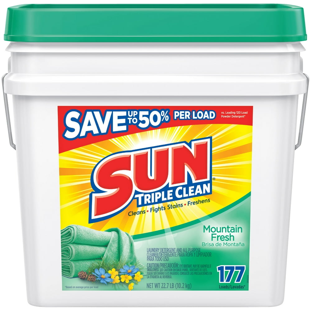 Sun Powder Laundry Detergent, Mountain Fresh, 22.7 lb, 177 Loads