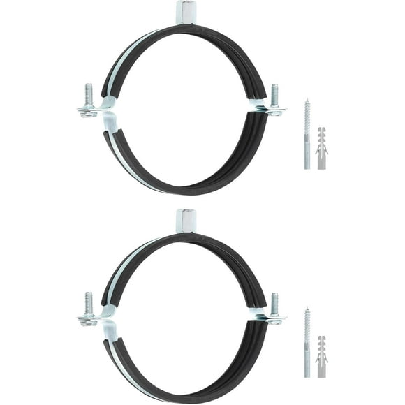 shiyou-2 Pcs Adjustable Pipe Bracket Clamp, 4-1/2"(114mm) Wall Ceiling Mount Split Ring Pipe Hanger Galvanized Iron Pipe Strap Support with Screw & Expansion Tube for Pipe Tube