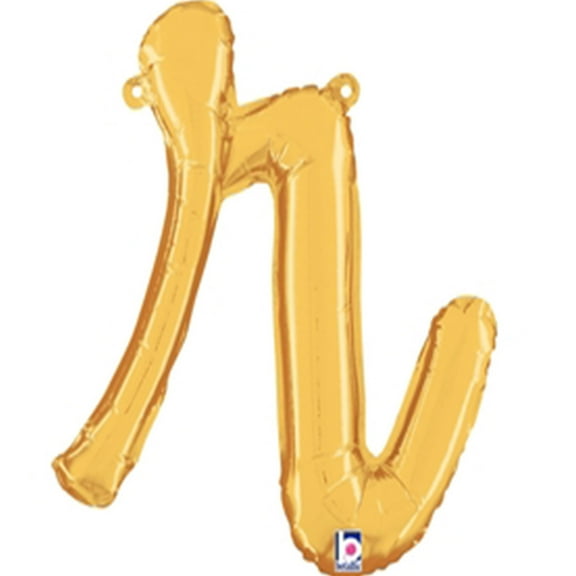 14 inch Script Letter R - Gold (Air-Fill Only) Betallic Foil Mylar Balloon - Party Supplies Decorations