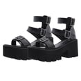 thumbnail image 1 of 1 par de sandalias de suela gruesa para mujer, sandalias creativas y sencillas, zapatos de verano negros, 1 of 6