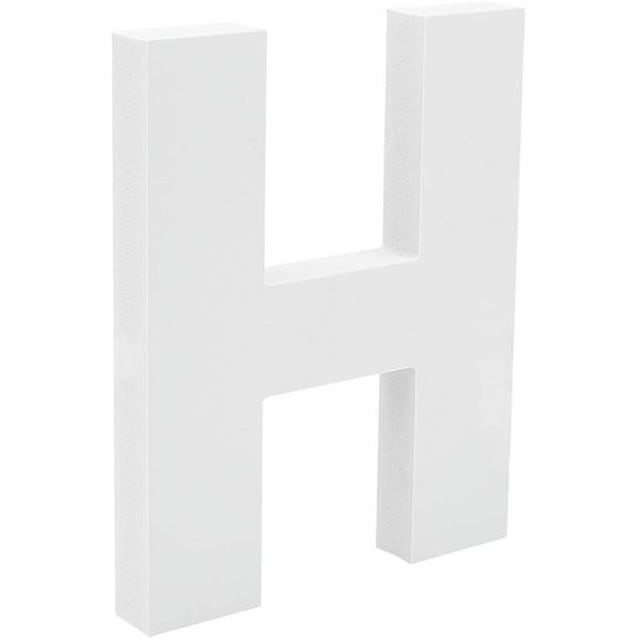 Free-Standing Alphabet 5.9" Letters White Wall Wood Letters Hanging Alphabet Decoration for Unfinished Art Craft Work DIY Words Block (H) White