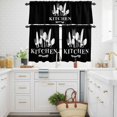 thumbnail image 3 of Kitchen Dinnerware Kitchen Curtains Valances and Tiers Set of 3 Knife And Fork Tableware Black Tier Curtains and Valance with Rod Pocket for Small Windows, 27.5"x36", 3 of 9