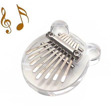 Mini Kalimba Thumb Piano - 8 Keys Finger Piano, Portable Marimba Hand Piano Gifts for Kids Adults Beginners White, Bear
