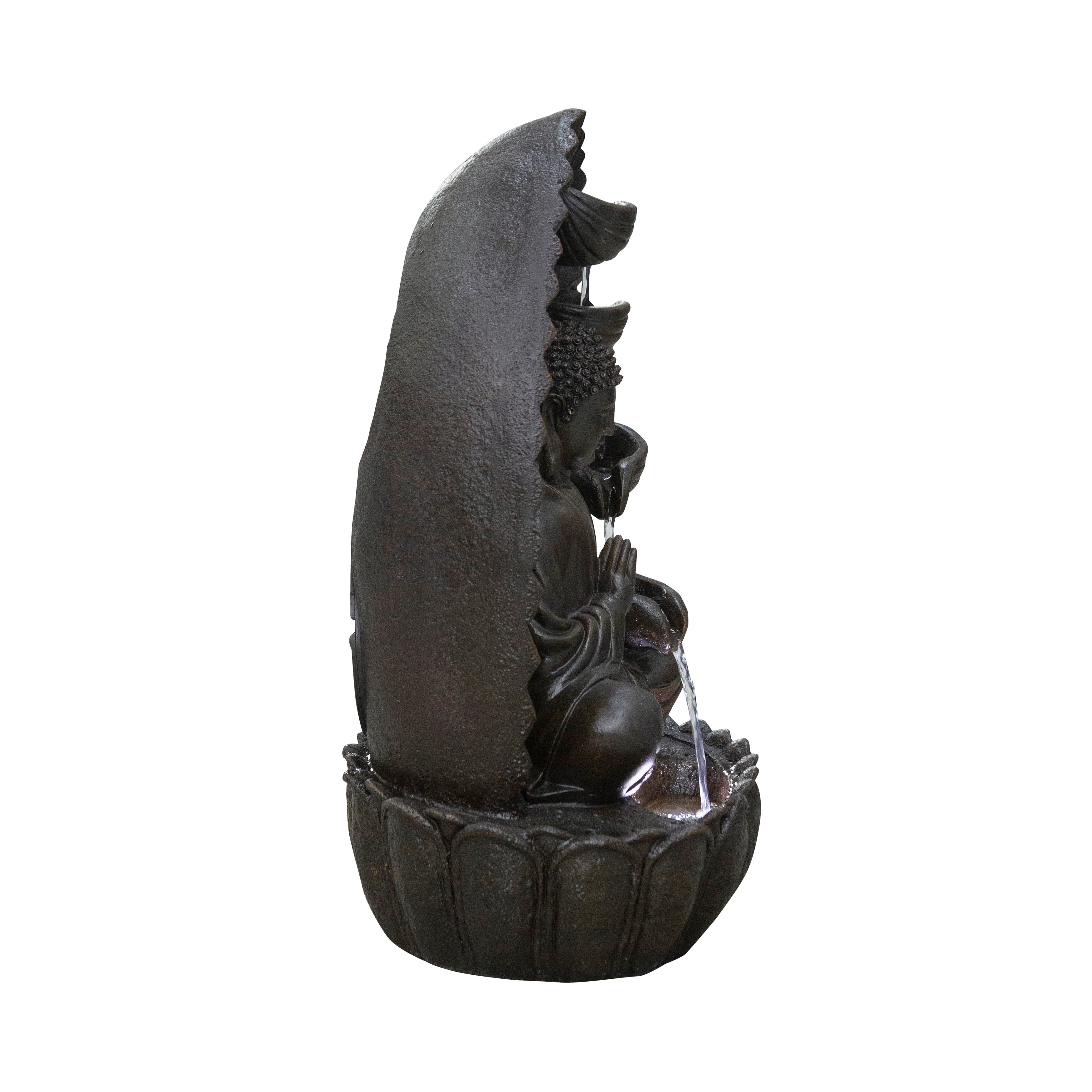 Stacking Bowls Buddha Fountain with White LED