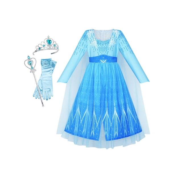 Sunny Fashion Girls Dress Snow Queen Ice Snowflake Crown Wand Princess Costume 6 Years Walmart Com Walmart Com