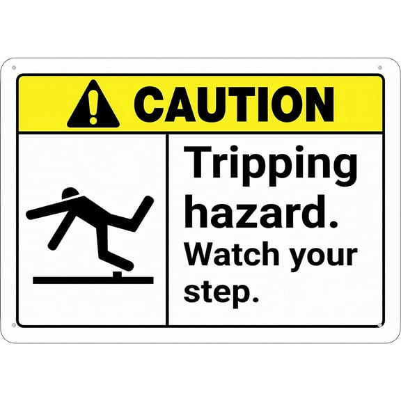 Caution Tripping Hazard Watch Your Step Sign 12 x 8 Inches - Rust-Free Aluminum, Pre-Drilled Holes, Weather Resistant, Fits House, Office, Business, Yard