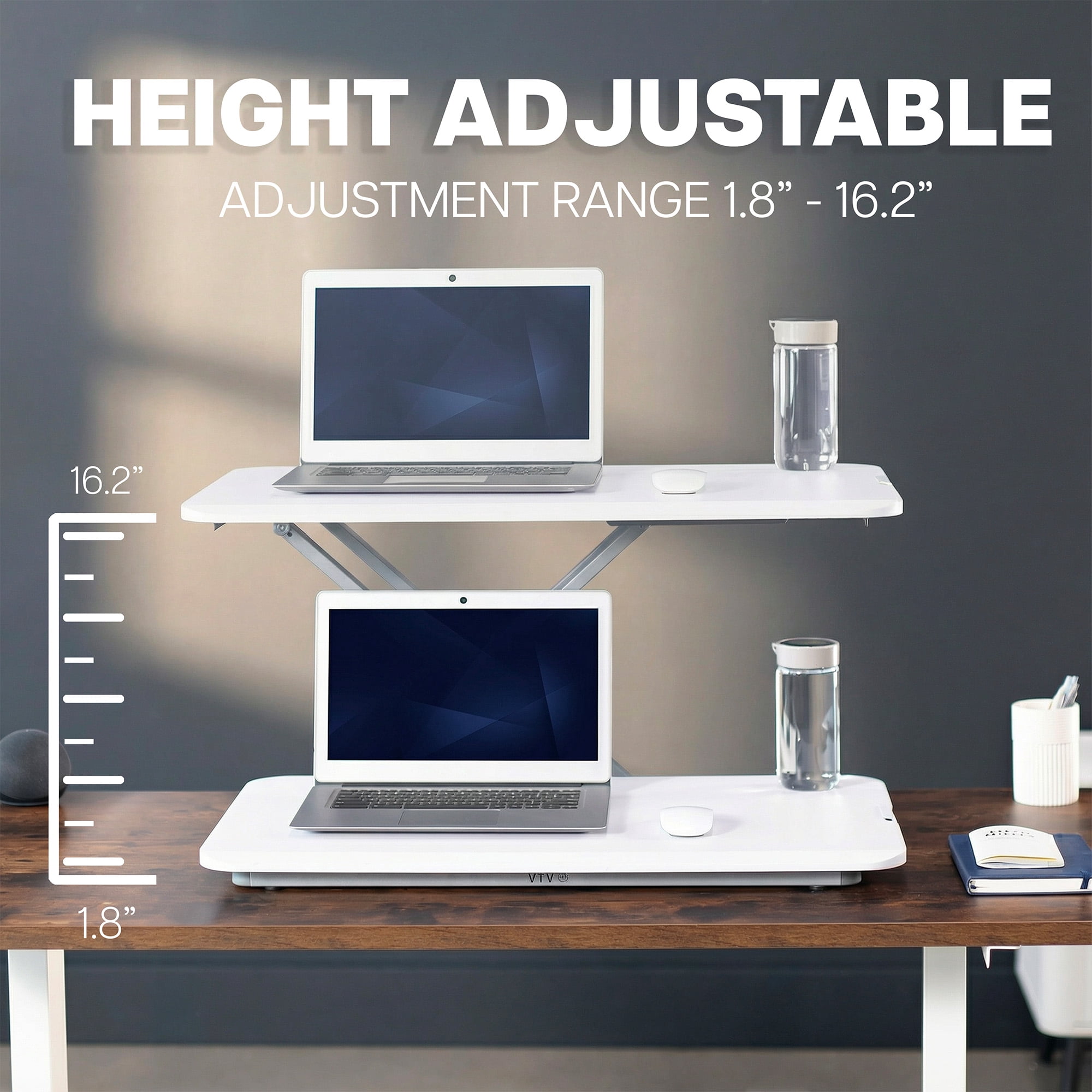 VIVO White Economy Height Adjustable 29" Standing Desk Desktop Monitor Riser