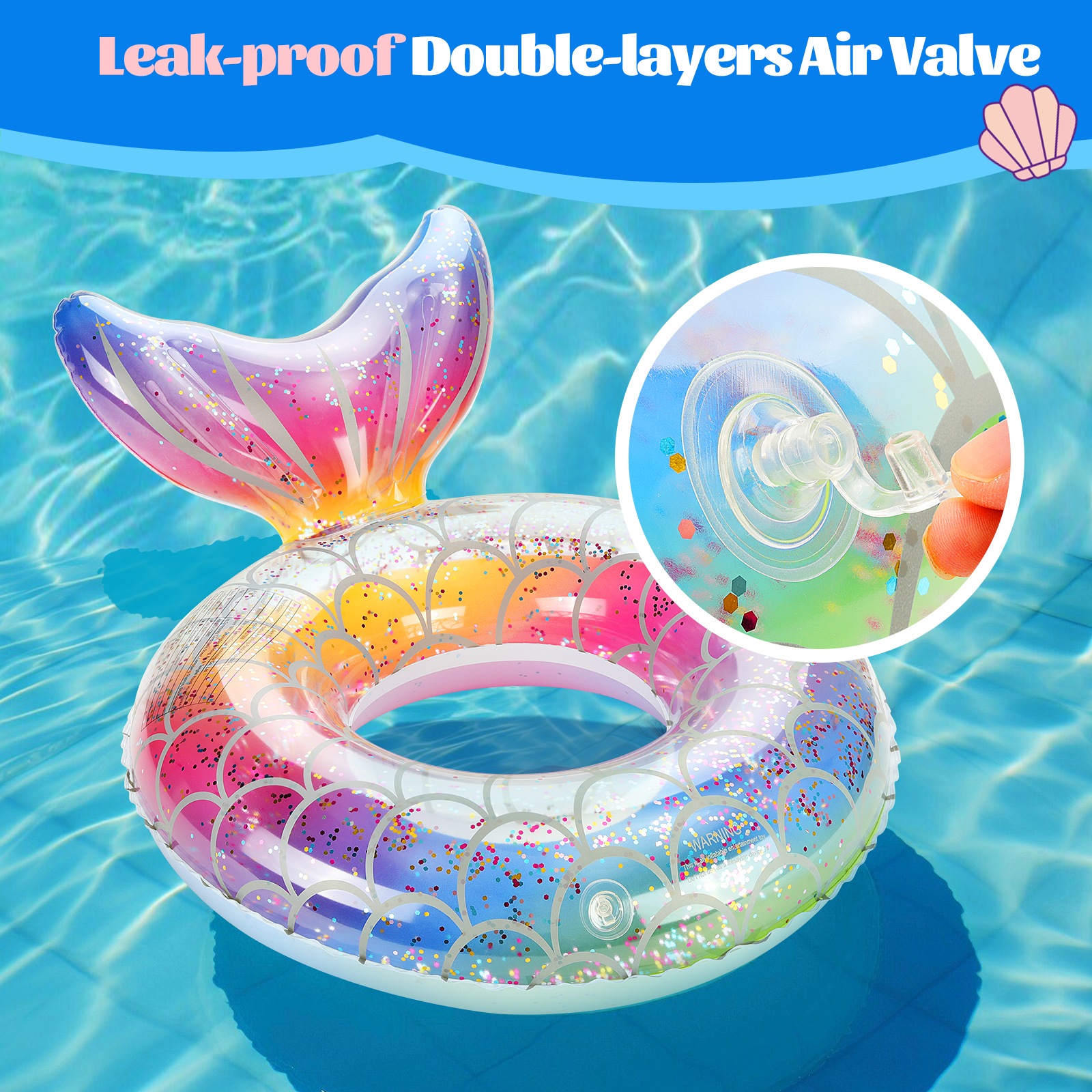 MoKo Mermaid Pool Float Ring, Rainbow photo 4