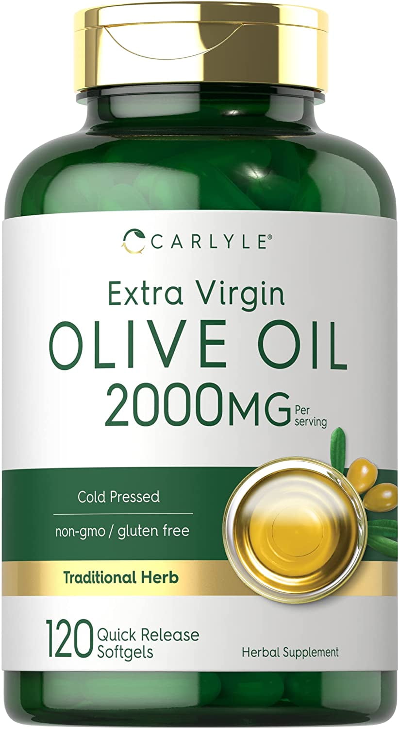 Olive Oil Supplement 2000mg | 120 Softgels | Cold Pressed Extra Virgin Olive Oil | Non-GMO, Gluten Free | by Carlyle