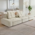 thumbnail image 5 of Sodrens 102" Modular Sectional Sofa Cloud Couch,L-Shaped Modern Frosted Velvet Sofa for Living Room,Apartment and Small Space,2-Seat Sofa with One Ottoman,Beige, 5 of 11