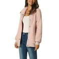 thumbnail image 4 of INSPIRE CHIC Women's Fluffy Fleece Two Pockets Long Sleeve Button Front Closure Casual Coat XL Pink, 4 of 6