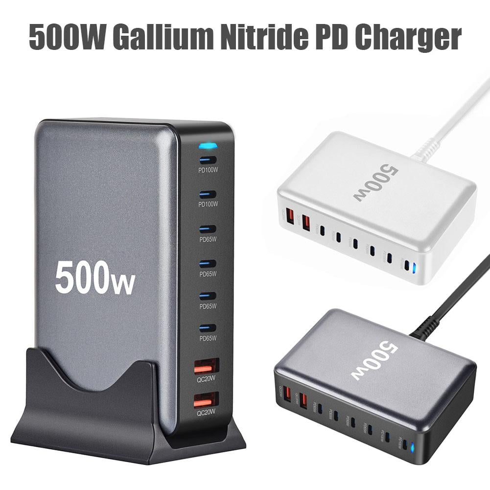 USB C Charger 500W USB C Charger Block,Upgraded GaN III 8-Port Fast Charging Station Hub,PD 65W Laptop Charger Adapter
