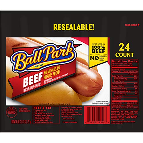 park hot dogs, original length, 24 count pack)