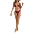 thumbnail image 2 of Conjuntos de bikini con aros para mujer INSPIRE CHIC de 2 piezas, tirantes ajustables, parte inferior triangular, trajes de baño, tamaño X-Small, color rojo vino, 2 of 5