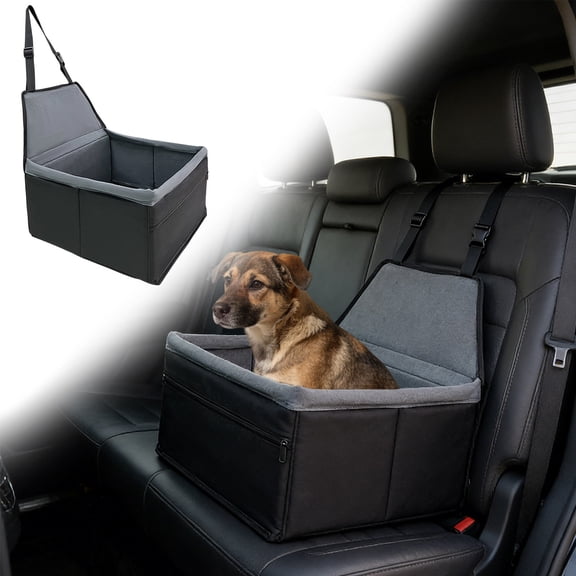 Dog Car Seat Booster for Small and Medium Dogs up to 40 lbs Soft Pet Car Bed with Storage Pocket Safety Leash Washable Cover Portable Dog Travel Seat Gray 14.5x16x16.5 in