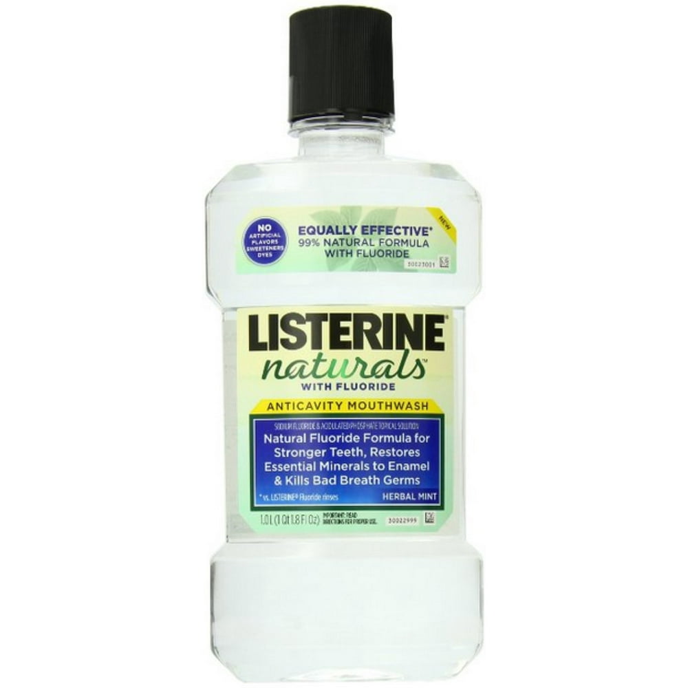 Listerine Naturals Fluoride Anticavity Mouthwash Herbal Mint, 33.8 oz
