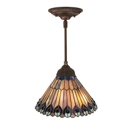 Meyda Tiffany 48926 Stained Glass / Tiffany Down Lighting Pendant From The Jeweled Peacock