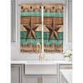 thumbnail image 2 of Western Texas Star Retro Living Room Curtains 2 Panel, Vintage Farmhouse Brown Teal Wooden Cafe Window Treatment, Extra Long Farmhouse Bedroom Bathroom Kitchen Curtains Drapes 104"x72", 2 of 6