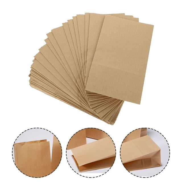 OULII 100Pcs Paper Food Bags Kraft Paper Chocolate Oil-resistant Storage for Large Events and Gatherings