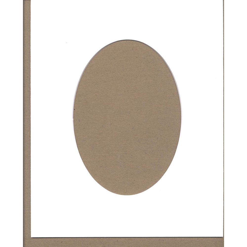 Pack of 5 11x14 White Picture Mats Oval Opening with White Core, for