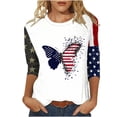 thumbnail image 2 of Utoimkio American Flag T Shirt for Women 3/4 Sleeve Graphic Shirts Crew Neck Red White and Blue Tee Tops Casual Fourth of July Outfits Size S-5XL, 2 of 5