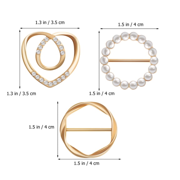 Zehuanyu 3-Piece Scarf Clip Set with Beaded Twisted Rhinestone Shawl Buckles, Stylish Cinch Clips for Women’s Clothing Accessories