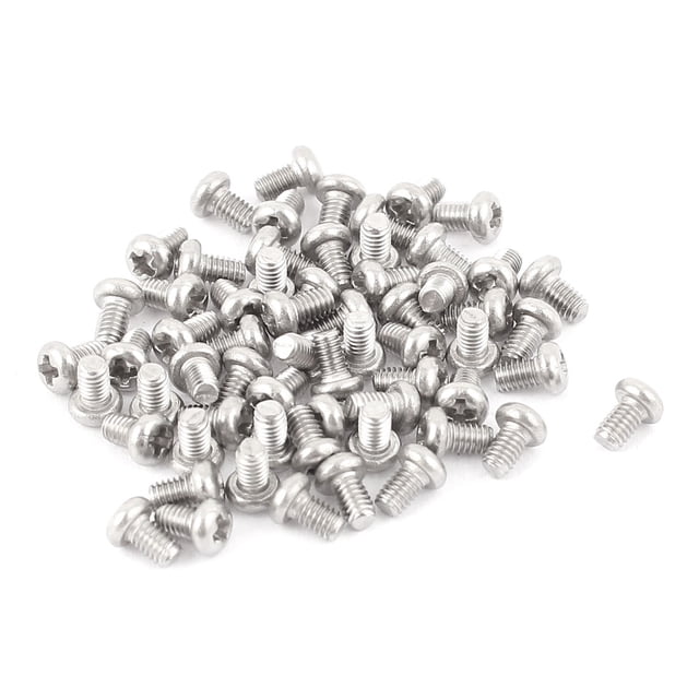 60pcs Tornillos de cabeza Phillips Unique Bargains M2,5 x 4mm 304 Acero Inoxidable