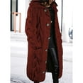 thumbnail image 2 of Cárdigan de Larga de Punto Grueso para Mujer, Suéter de Otoño Invierno de Gran Tamaño con Botones y Bolsillo. Vino Tinto L, 2 of 7