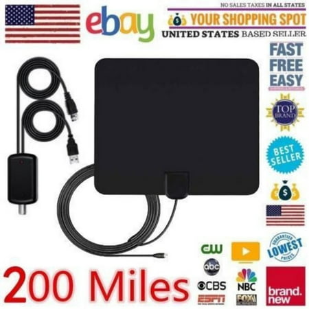 200 Miles Long Range TV Antenna Freeview Local Channels Indoor HDTV Digital Clear Television HDMI Antenna for 4K VHF UHF with Ampliflier Signal Booster Strongest Reception 13ft Coax
