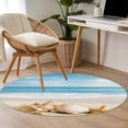 thumbnail image 5 of 3ft Round Rug, Beach Coastal Non-Skid Rubber Backing Large Area Rugs - Living Room Bedroom Home Office, Summer Nautical Seaside Starfish Shell Indoor Floor Mat Carpets Washable Rug, 5 of 9
