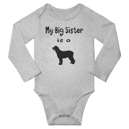 

My Big Sister is a Curly-Coated Retriever Dog Funny Baby Long Sleeve Clothing Bodysuits Boy Girl (Gray 18-24M)