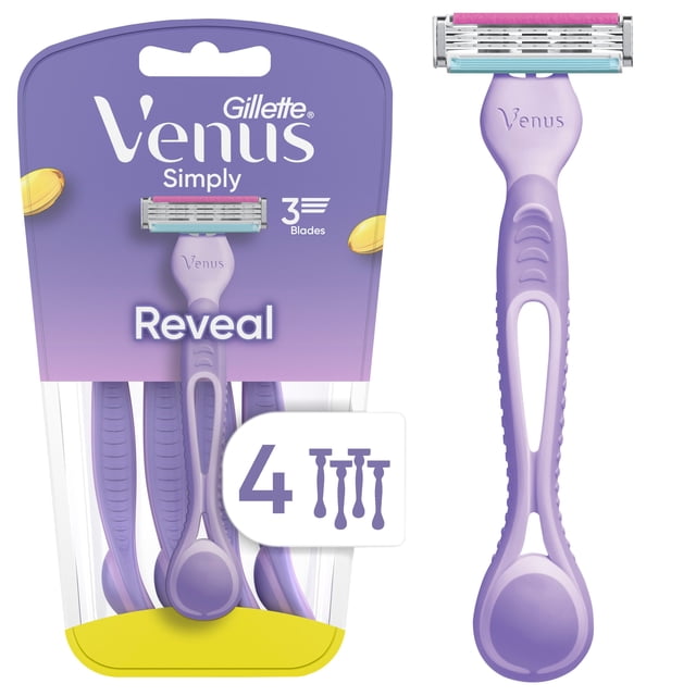 Venus Simply 3 Reveal Disposable Razors, 4 Count