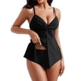 thumbnail image 2 of Womens Tankini Push Up Tummy Control Swimsuit Knot Front Bathing Suit Black L, 2 of 5