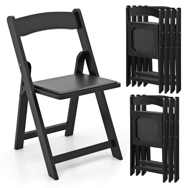 Gymax Set of 8 Dining Chairs w/ Rubber Wood Legs & Padded Seat for Home Office Events Black