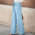 thumbnail image 6 of Lenpel Women's Wide Leg Jeans Trendy High Waisted Belted Loose Denim Pants Baggy Casual Trousers with Pockets, 6 of 7