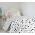 thumbnail image 4 of Ambesonne Cat Quilted Bedspread Set 2 Pcs, Cool Hipster Sunglasses, Twin Size, Black White Pink, 4 of 6